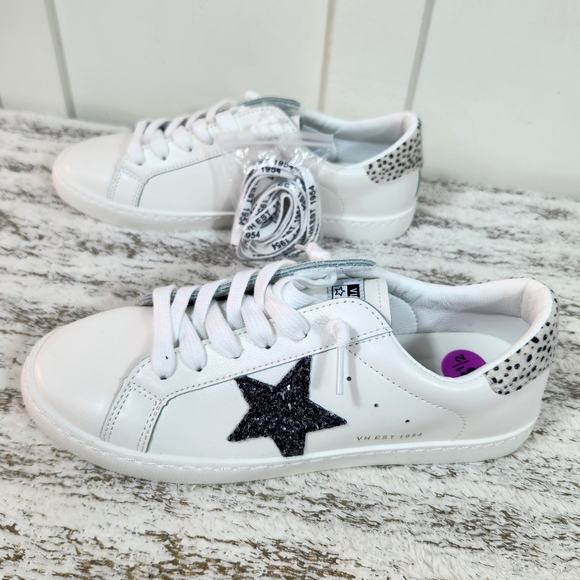 NWT Vintage Havana "Carla" White Cheetah Fur Low Top Sneakers Women's Size 8.5 - Picture 2 of 10